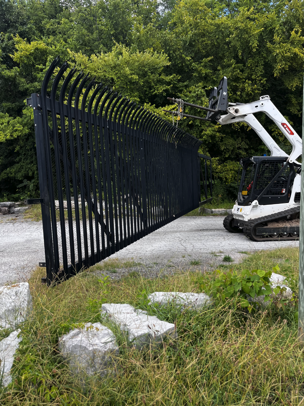Commercial security fence installation at a business property